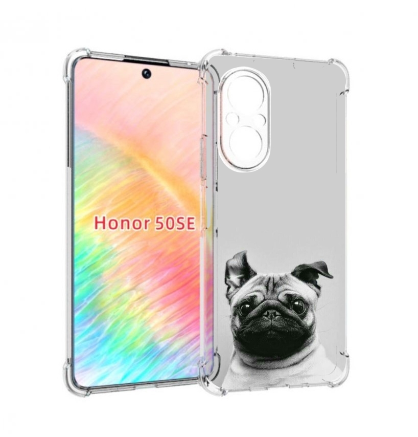 

Чехол бампер MyPads мопс для Honor 50 SE противоударный, Прозрачный, Tocco