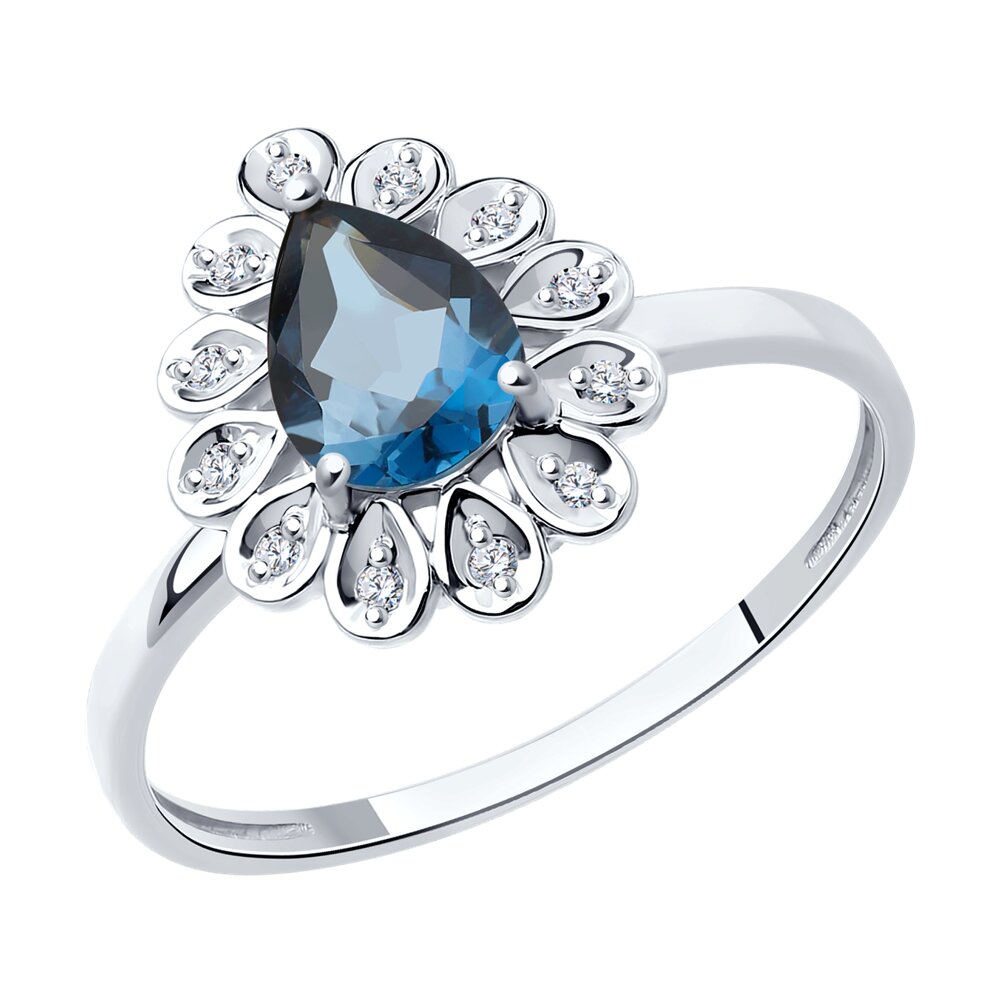 

Кольцо из белого золота с бриллиантом/топазом р. , SOKOLOV Diamonds 71-00045-3, 71-00045-3