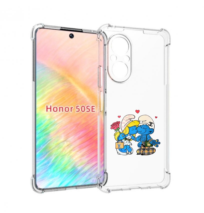 

Чехол бампер MyPads модные-смурфики для Honor 50 SE противоударный, Прозрачный, Tocco