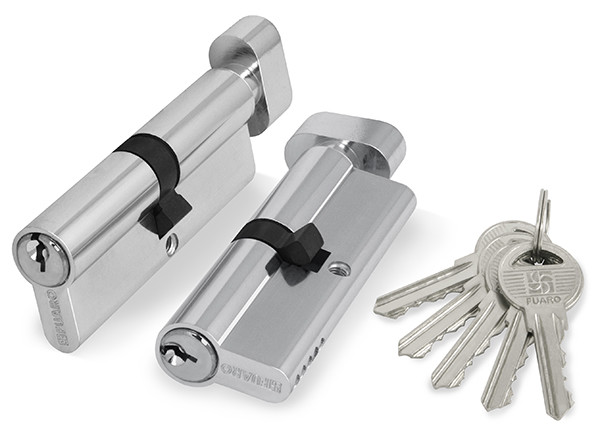 

Цилиндровый механизм Fuaro (Фуаро) с вертушкой 100 ZM 70 mm (30+10+30) CP хром 5 кл., Серебристый