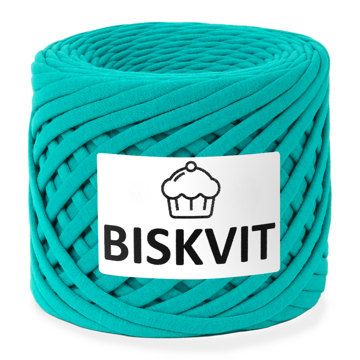 Трикотажная пряжа для вязания BISKVIT Изумруд, 100% хлопок, 7-9мм, 100м