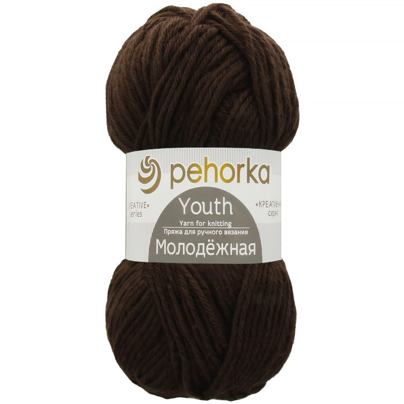

Пехорский текстиль Пряжа "Молодёжная" 91% акрил, 9% полиамид 280м/200гр (17-Шоколад), Коричневый