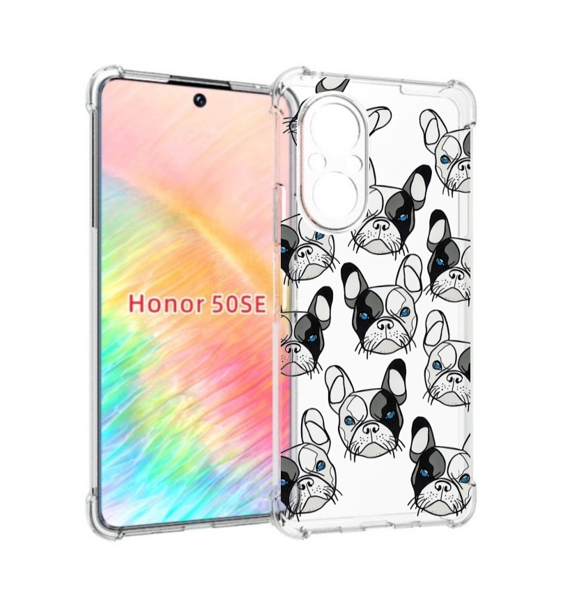 

Чехол бампер MyPads мини-собачки-черно-белый для Honor 50 SE про, Прозрачный, Tocco