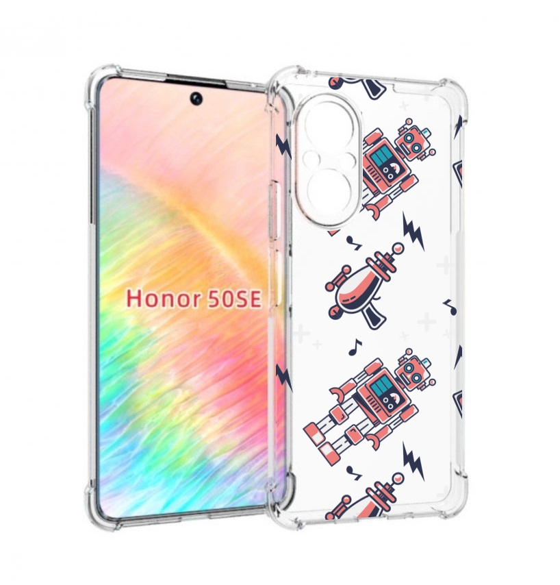 Чехол бампер MyPads мини-роботы для Honor 50 SE противоударный