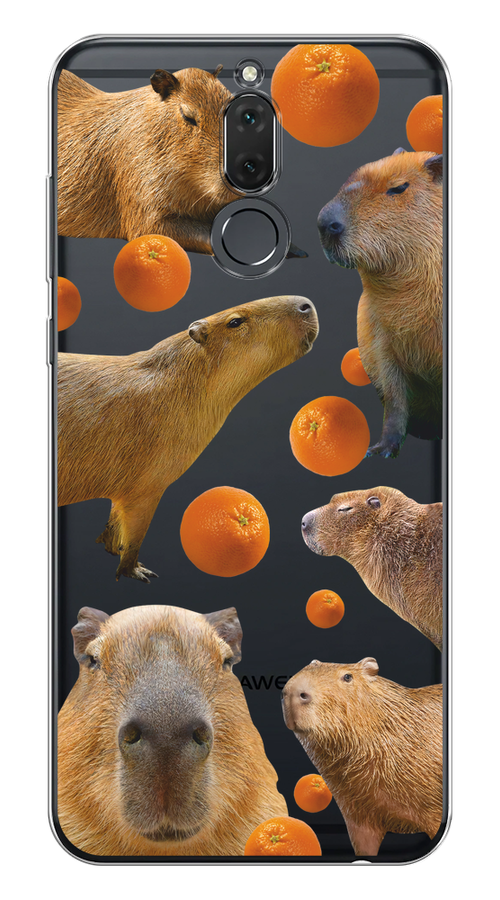

Чехол на Huawei Nova 2i/Mate 10 Lite "Капибара и апельсины", Бежевый;оранжевый, 64150-1