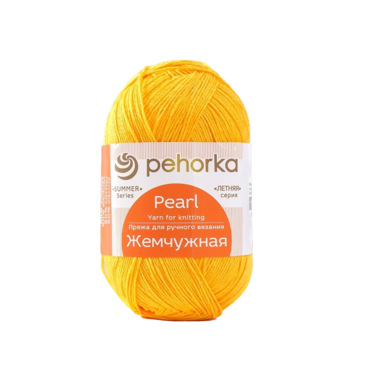 

Пехорский текстиль Пряжа "Жемчужная" 50% хлопок, 50% вискоза 425м/100гр (12-Желток), Желтый