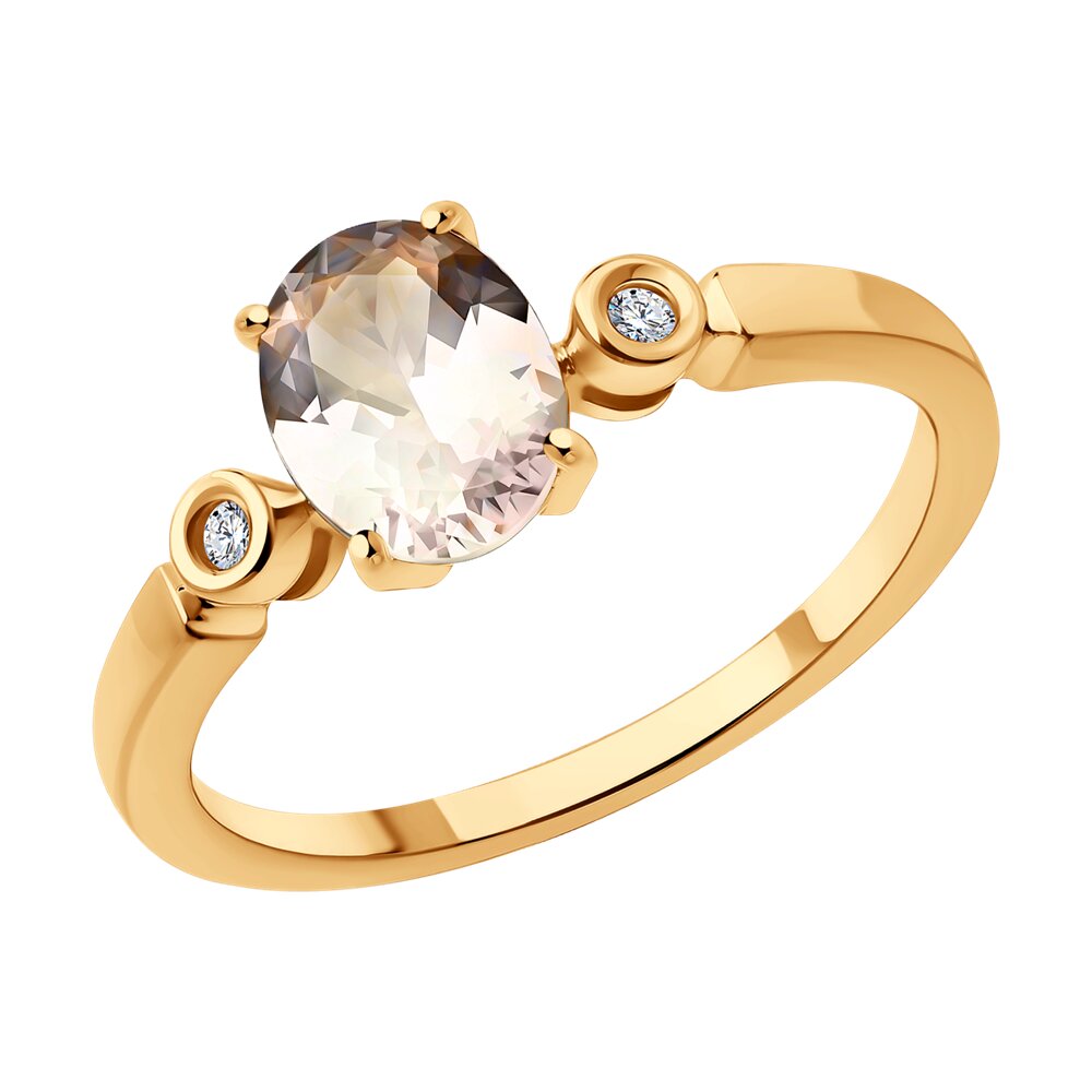 

Кольцо из красного золота с бриллиантом/морганитом р. , SOKOLOV Diamonds 6014305, 6014305