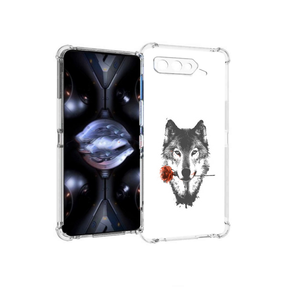

Чехол MyPads Tocco для Asus ROG Phone 5 Pro волк с розой, Прозрачный, Tocco