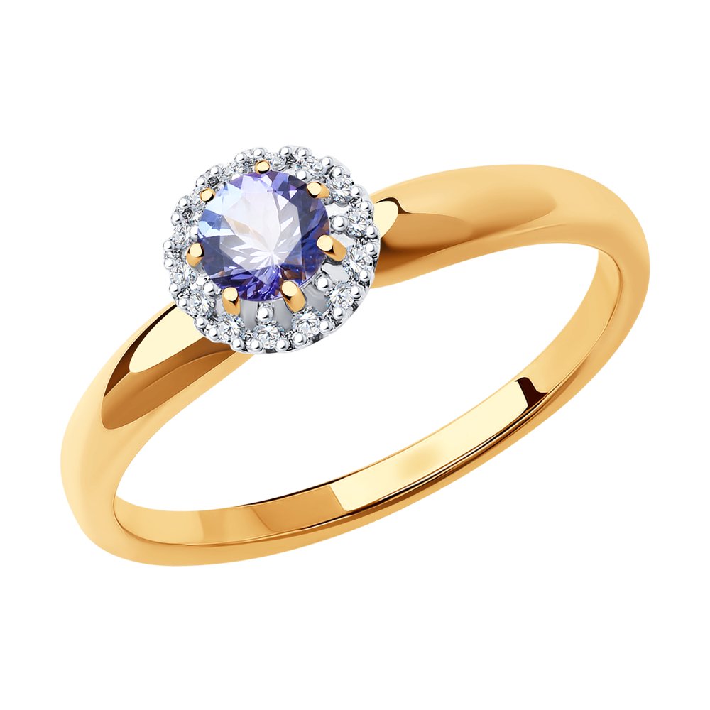 

Кольцо из красного золота с бриллиантом/танзанитом р. 18,5 SOKOLOV Diamonds 6014185, 6014185