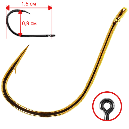 

Одинарные крючки Owner Chod Hook классические №6, с колечком, прямое острие, с бородкой, Золотистый, Owner Pin Hook 53135 6 (8шт.)