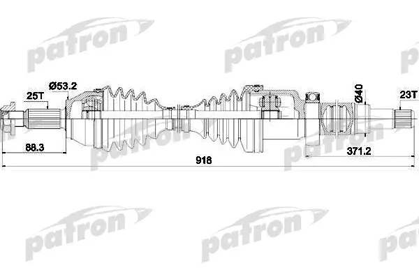 

Полуось передняя правая FORD FIESTA V 01-08 FUSION 1,4 1,6 02- PATRON PDS0451