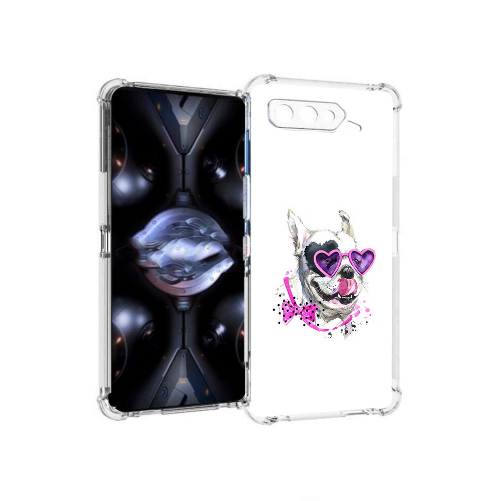 

Чехол MyPads Tocco для Asus ROG Phone 5 Pro акварельный пёс, Прозрачный, Tocco