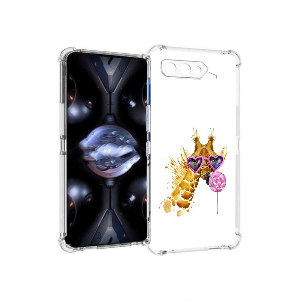 

Чехол MyPads Tocco для Asus ROG Phone 5 Pro акварельный жираф, Прозрачный, Tocco