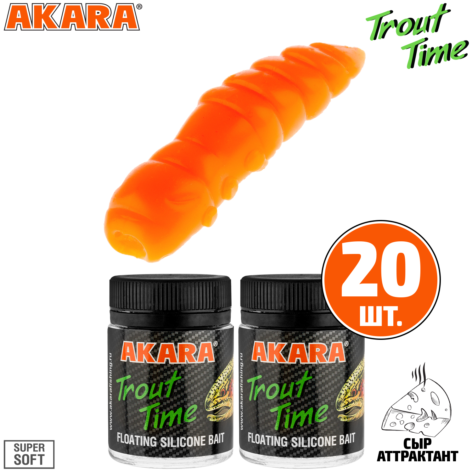 

Силиконовая приманка Akara Trout Time TERMITE 1,5 Cheese 100 (20 шт.), TERMITE 1,5 Сыр