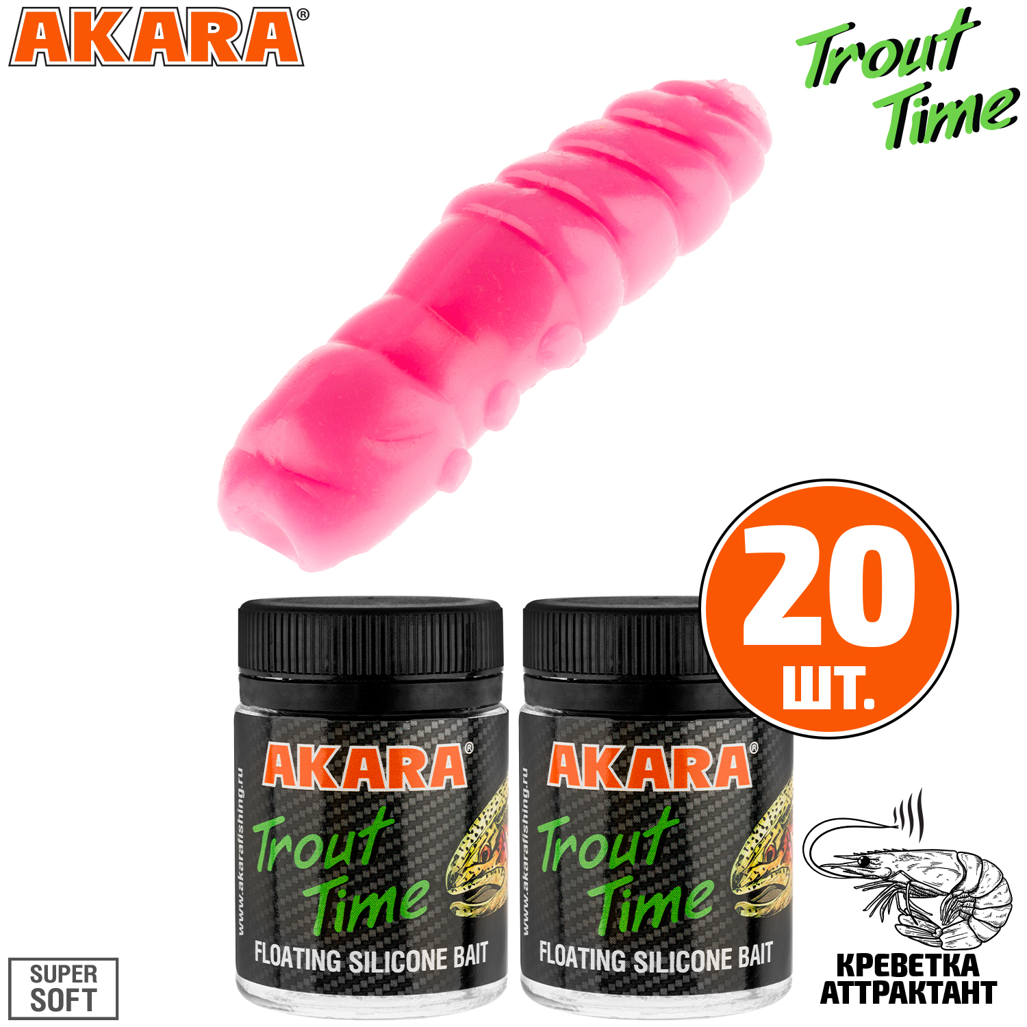 

Силиконовая приманка Akara Trout Time TERMITE 1,5 Shrimp 420 (20 шт.), TERMITE 1,5 Креветка