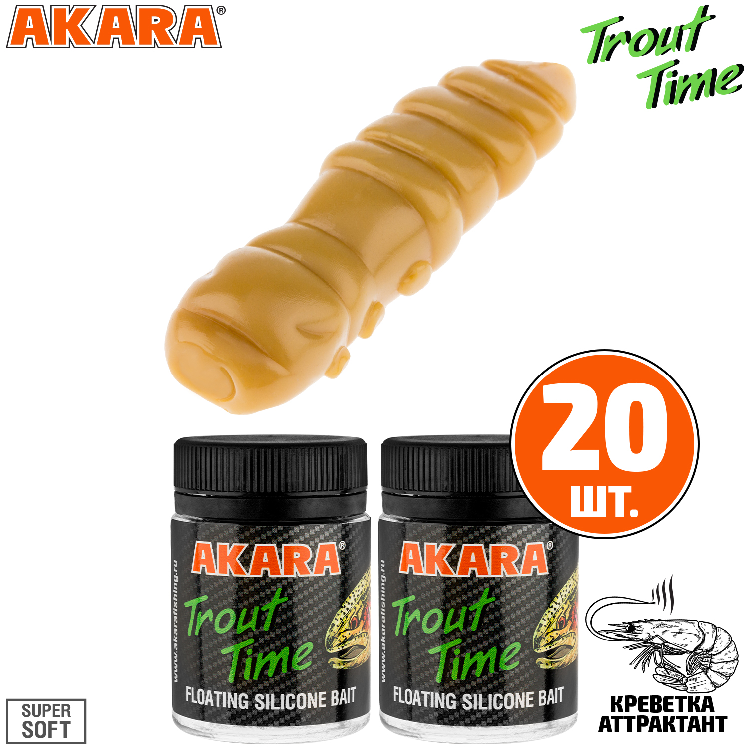 

Силиконовая приманка Akara Trout Time TERMITE 1,5 Shrimp 445 (20 шт.), TERMITE 1,5 Креветка