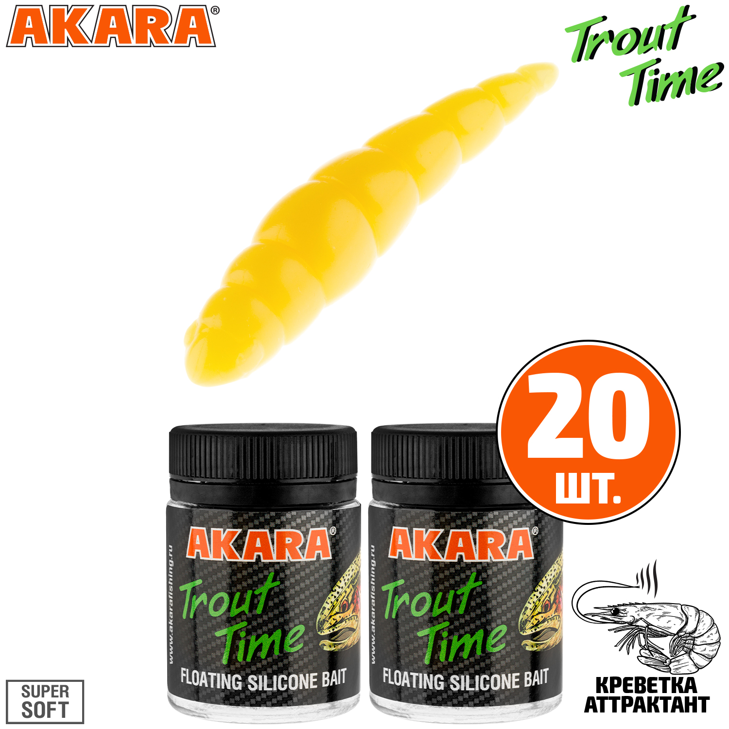 

Силиконовая приманка Akara Trout Time DOLLY 1.8 Shrimp 446 (20 шт.), DOLLY 1.8 Креветка