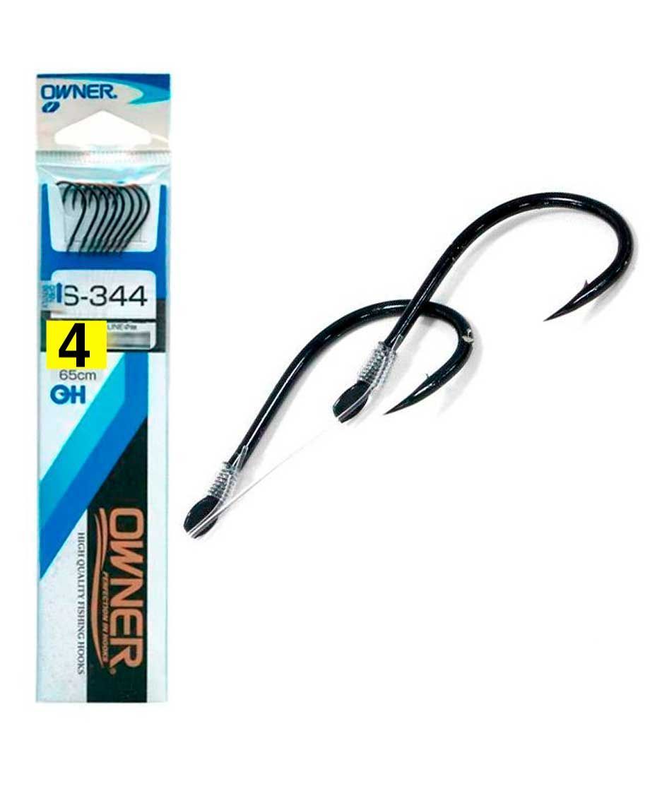 

Крючки Owner S-344 56913 №04 / с поводком 0.20, Черный, S-344