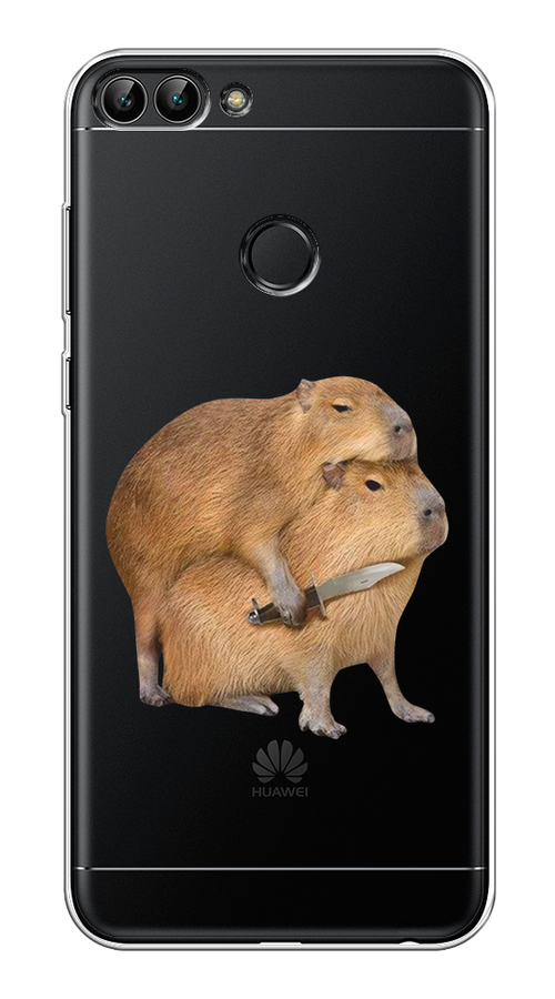 

Чехол на Huawei P Smart "Капибара с ножом", Бежевый, 64050-1