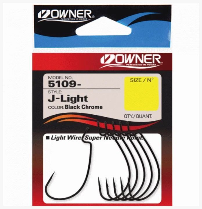 

Крючки Owner J-Light Hook 5109 №4/0, Черный, J-Light Hook 5109