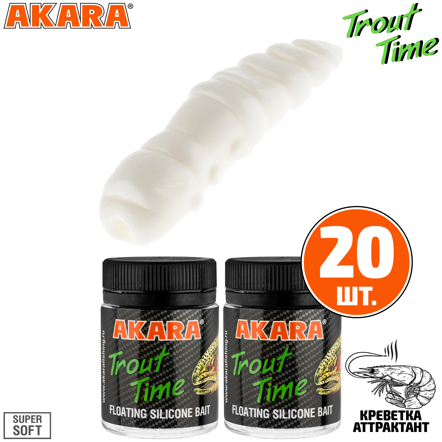 

Силиконовая приманка Akara Trout Time TERMITE 1,5 Shrimp 02T (20 шт.), TERMITE 1,5 Креветка