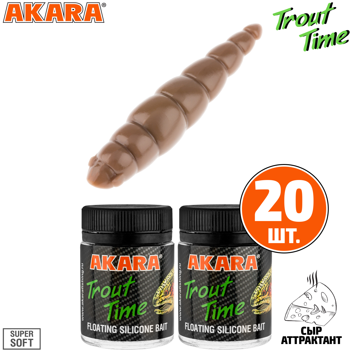 

Силиконовая приманка Akara Trout Time DOLLY 1.8 Cheese 458 (20 шт.), DOLLY 1.8 Сыр
