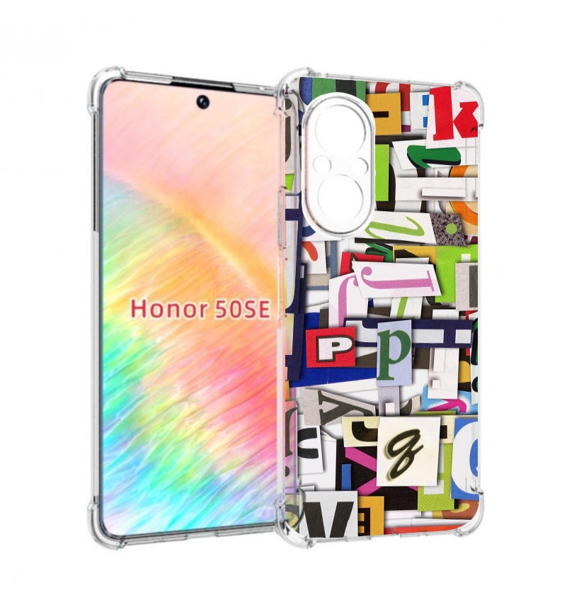 

Чехол бампер MyPads ломанные-буквы для Honor 50 SE противоударный, Прозрачный, Tocco