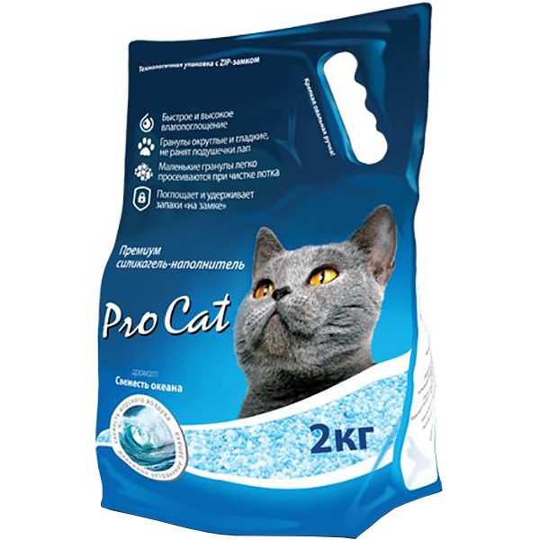 Впитывающий наполнитель Pro Cat силикагелевый, 2 кг