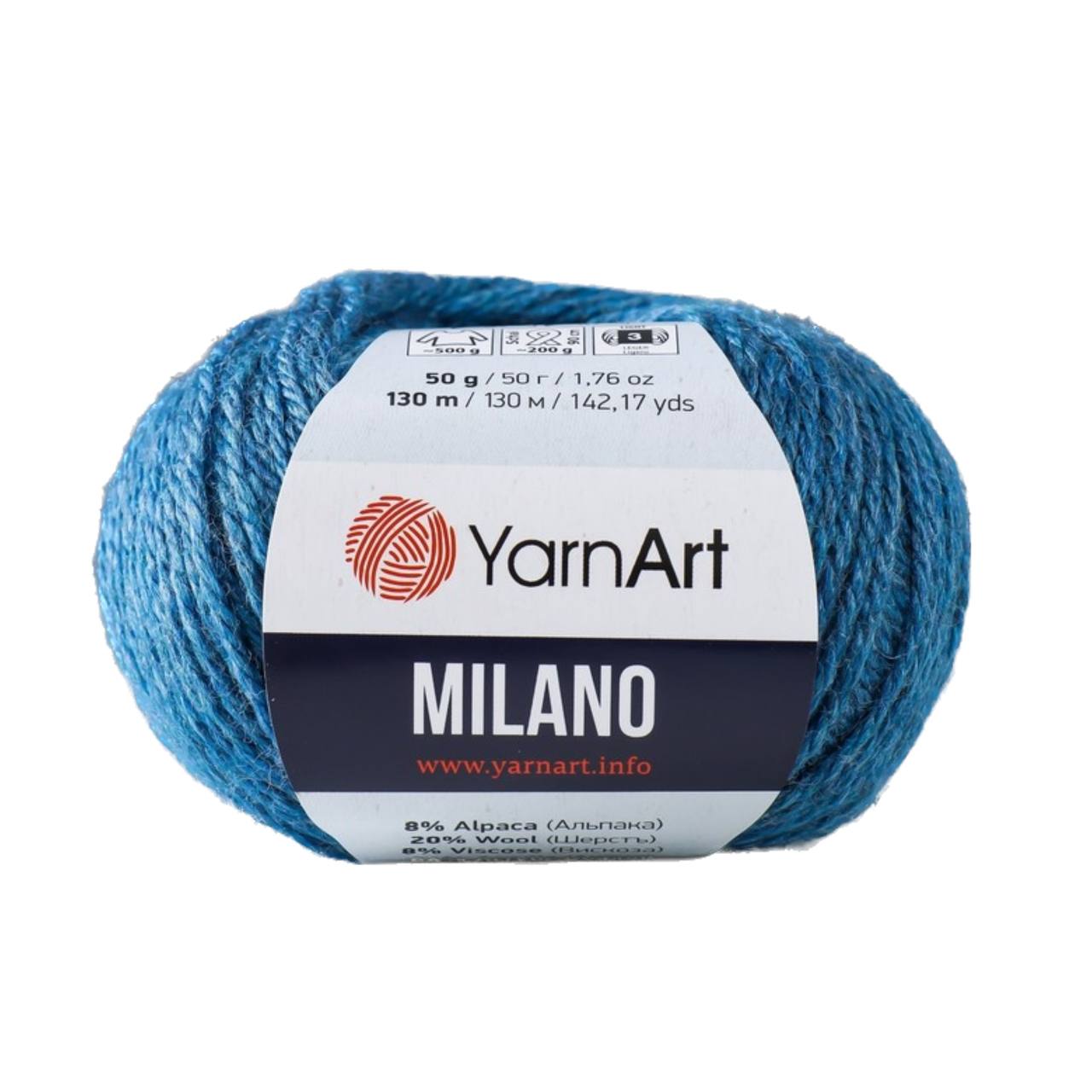 фото Yarnart пряжа "milano" 8%альпака, 20%шерсть, 8%вискоза, 64%акрил 130м/50гр (876 джинс)