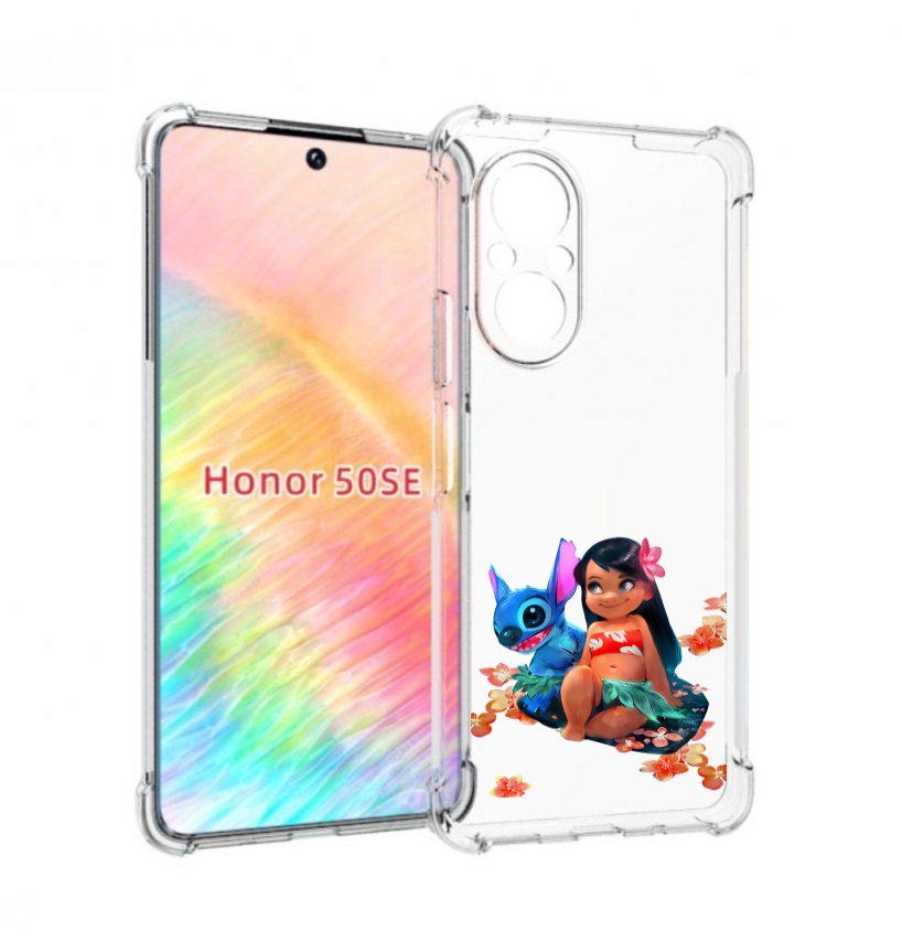 

Чехол бампер MyPads лила-и-стич детский для Honor 50 SE противоу, Прозрачный, Tocco