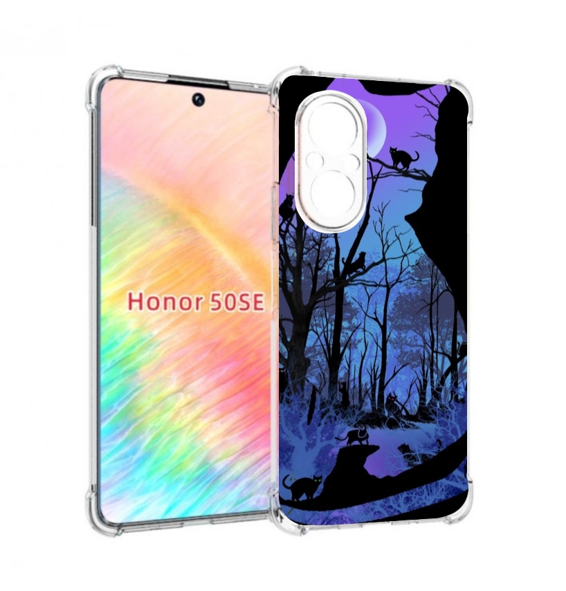 

Чехол бампер MyPads лес внутри кота для Honor 50 SE противоударный, Прозрачный, Tocco