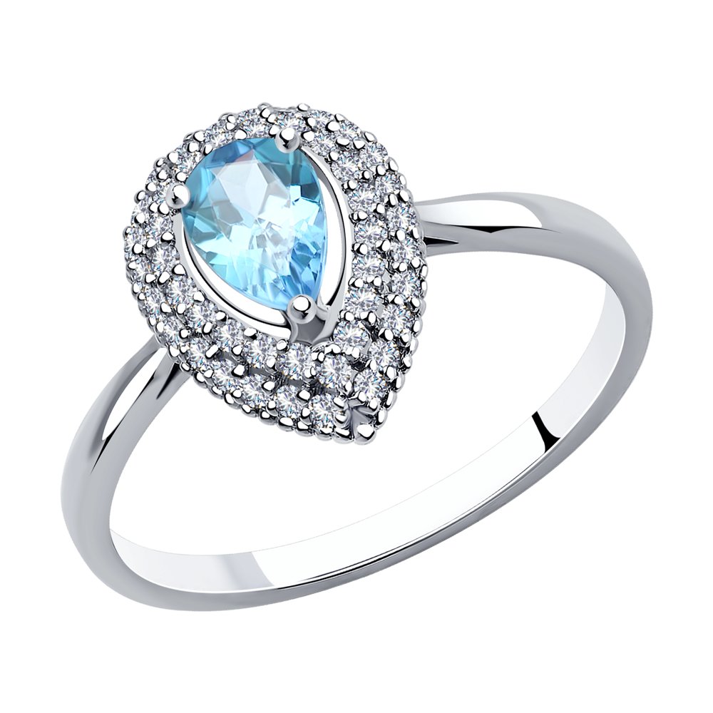 

Кольцо из белого золота с бриллиантом/аквамарином р. 17,5 SOKOLOV Diamonds 6014136, 6014136