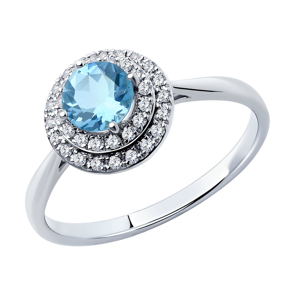 

Кольцо из белого золота р. 18,5 SOKOLOV Diamonds 6014131, бриллиант/аквамарин, 6014131