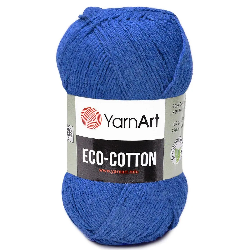 

YarnArt Пряжа "Eco-Cotton" 80% хлопок 20% полиэстер 220м/100гр (774 василек), Синий