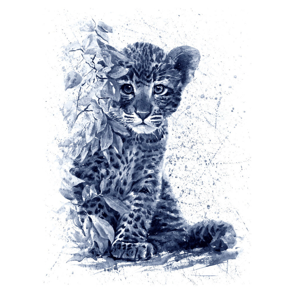 Картина по номерам Рыжий кот Черно-белый леопард, 30х40 см