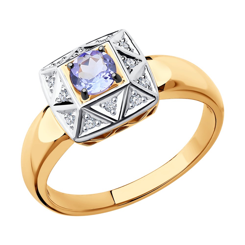

Кольцо из золота р. 17 SOKOLOV Diamonds 6014048, бриллиант\танзанит, 6014048