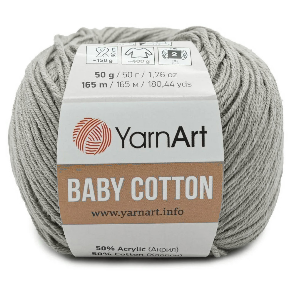 

YarnArt Пряжа "Baby cotton" 50% акрил 50% хлопок 165м/50гр (451 св.серый)