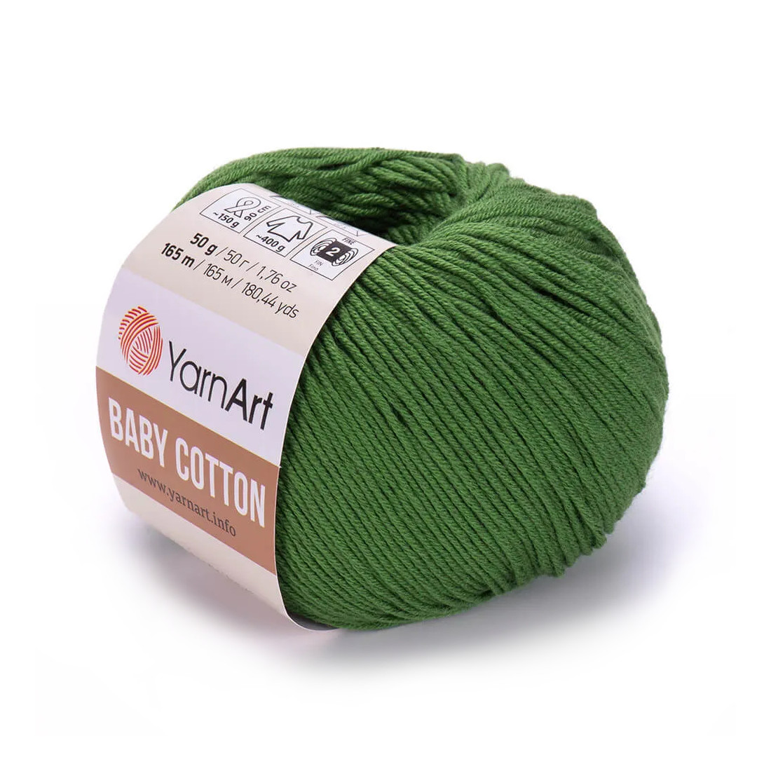 

YarnArt Пряжа "Baby cotton" 50% акрил 50% хлопок 165м/50гр (441 аспарагус), Зеленый