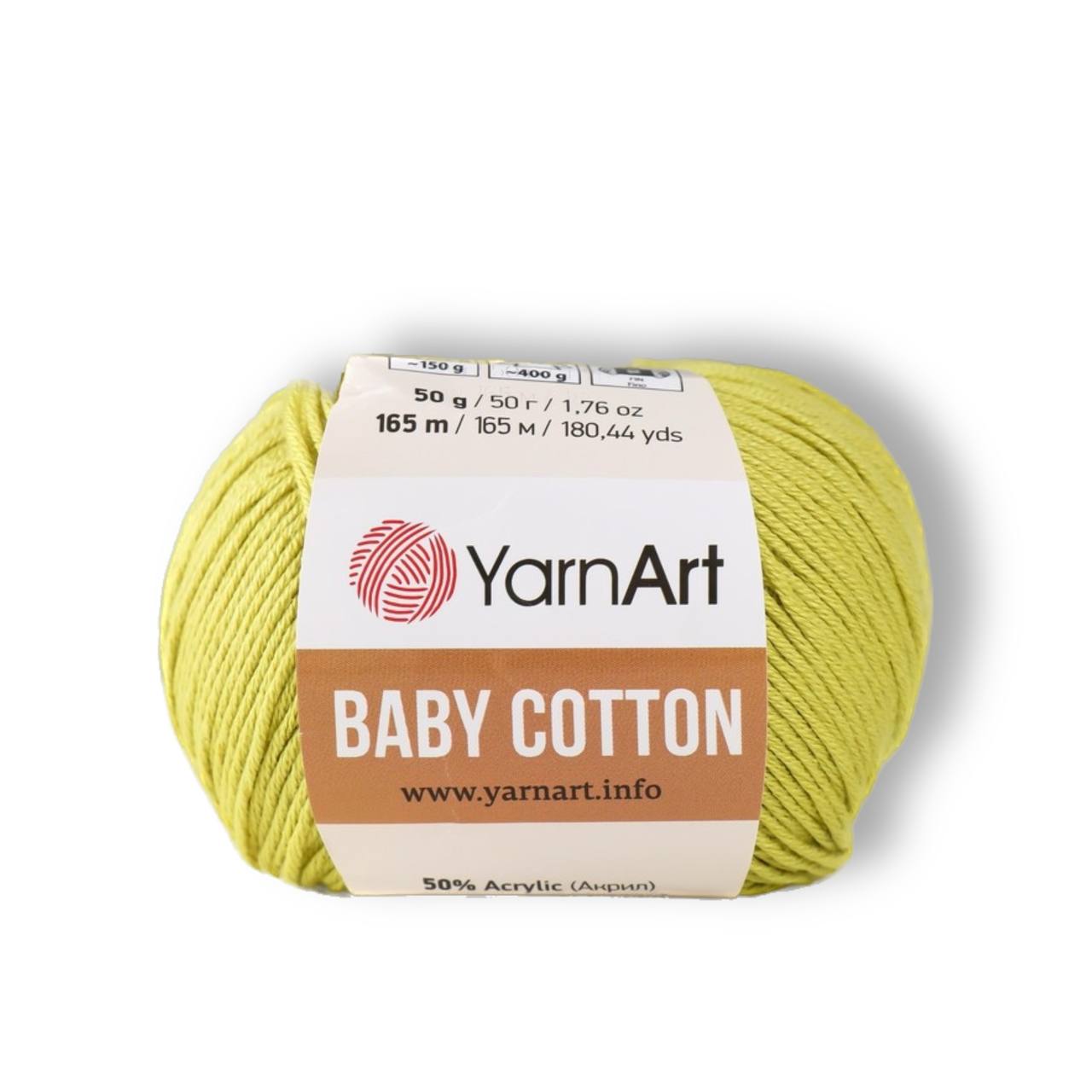 

YarnArt Пряжа "Baby cotton" 50% акрил 50% хлопок 165м/50гр (436 липа), Зеленый