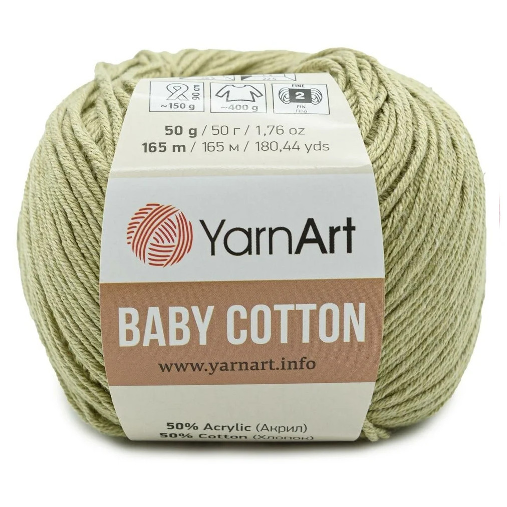 

YarnArt Пряжа "Baby cotton" 50% акрил 50% хлопок 165м/50гр (434 серобежевый), Бежевый