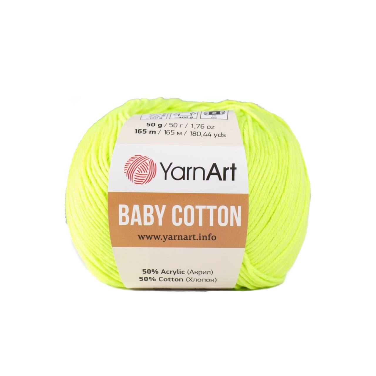 

YarnArt Пряжа "Baby cotton" 50% акрил 50% хлопок 165м/50гр (430 лимон), Желтый