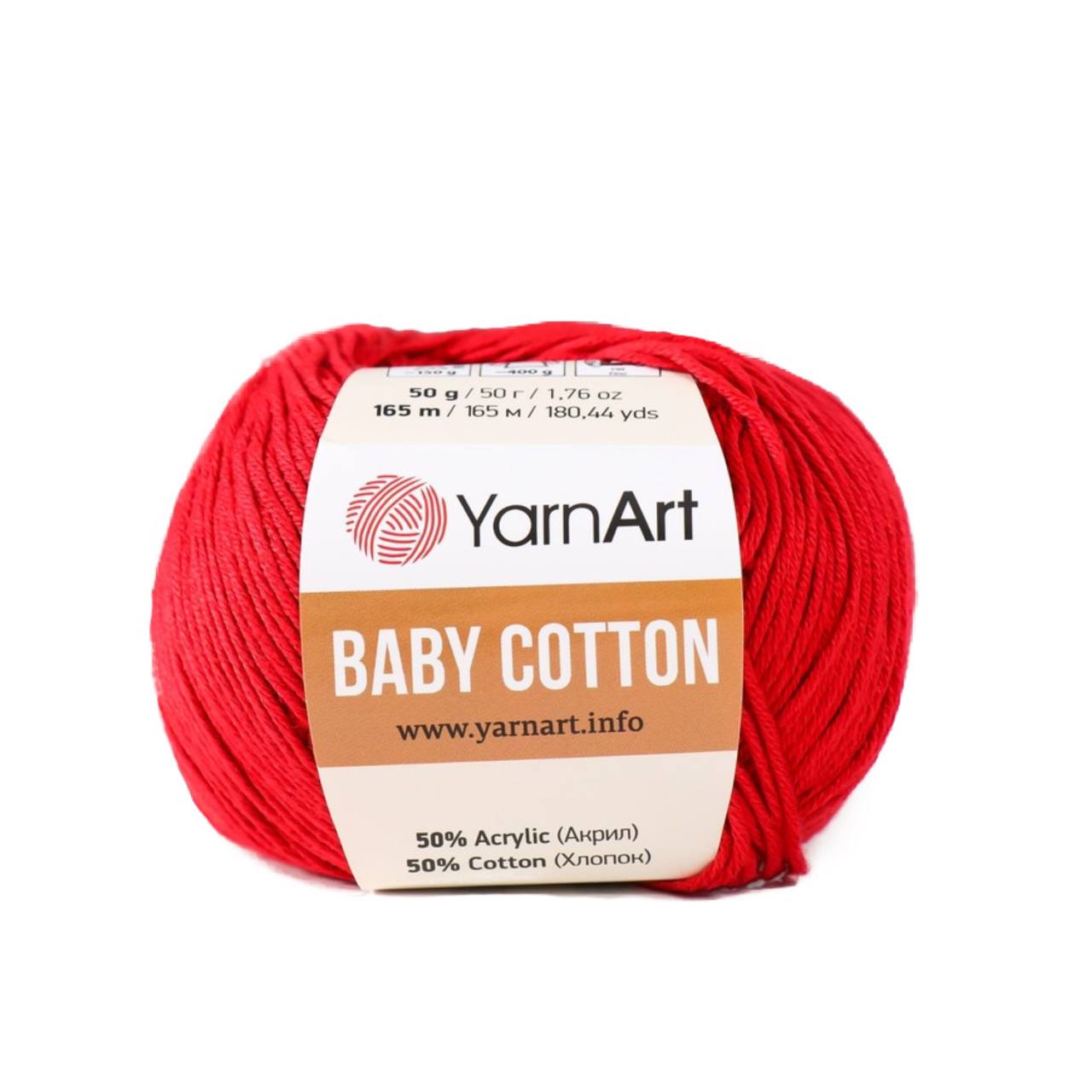 

YarnArt Пряжа "Baby cotton" 50% акрил 50% хлопок 165м/50гр (427 вишня), Красный