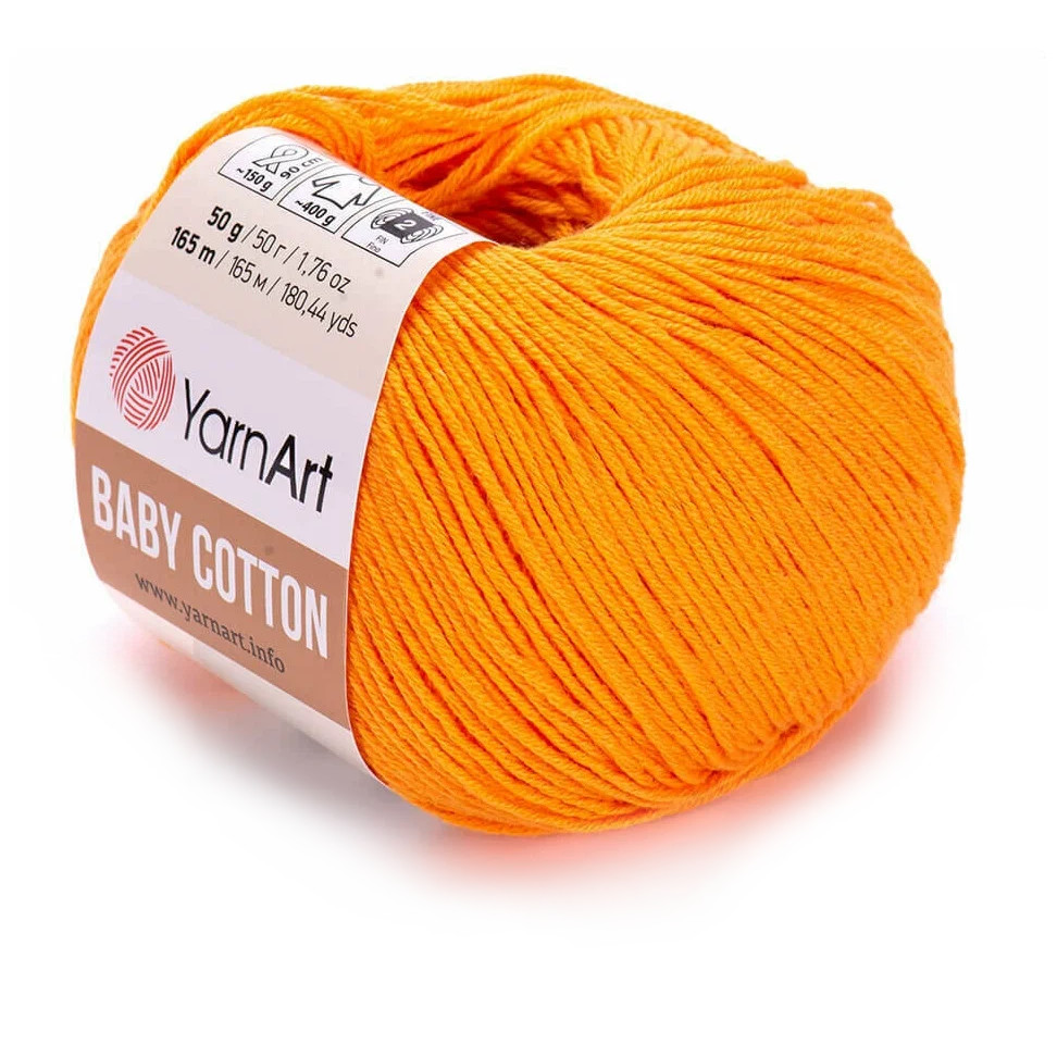 

YarnArt Пряжа "Baby cotton" 50% акрил 50% хлопок 165м/50гр (425 апельсин), Оранжевый