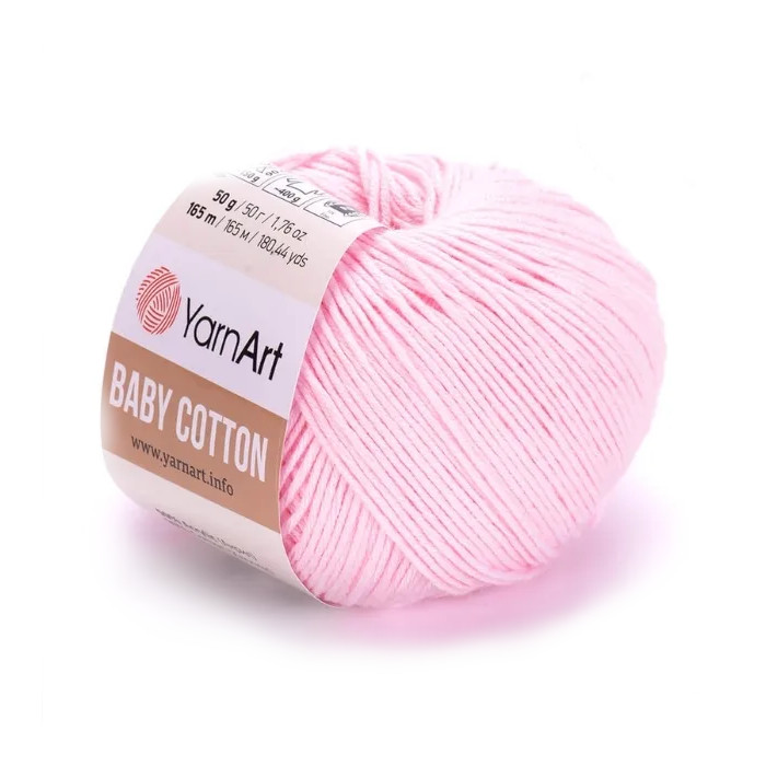 

YarnArt Пряжа "Baby cotton" 50% акрил 50% хлопок 165м/50гр (410 св.розовый)