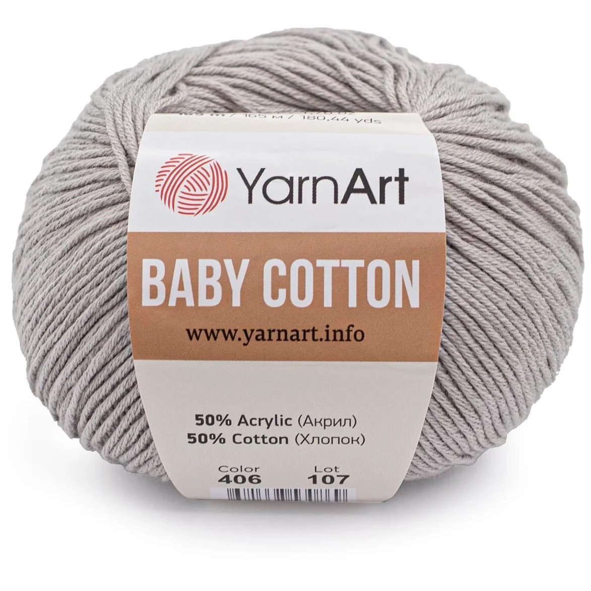 

YarnArt Пряжа "Baby cotton" 50% акрил 50% хлопок 165м/50гр (406 серый)