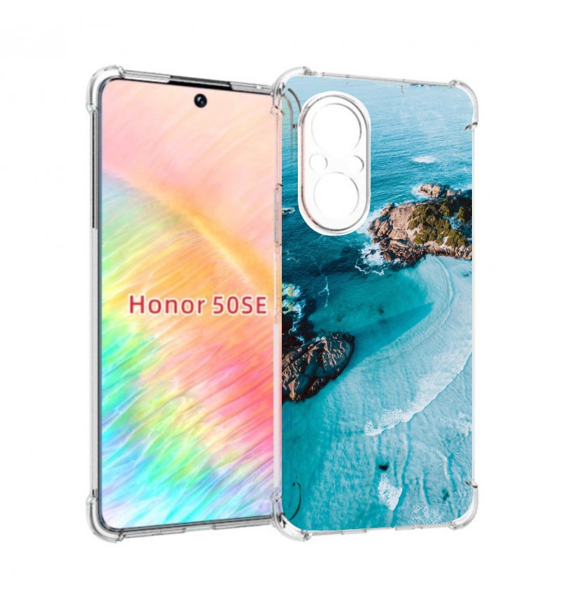 Чехол бампер MyPads красивый голубой залив для Honor 50 SE проти