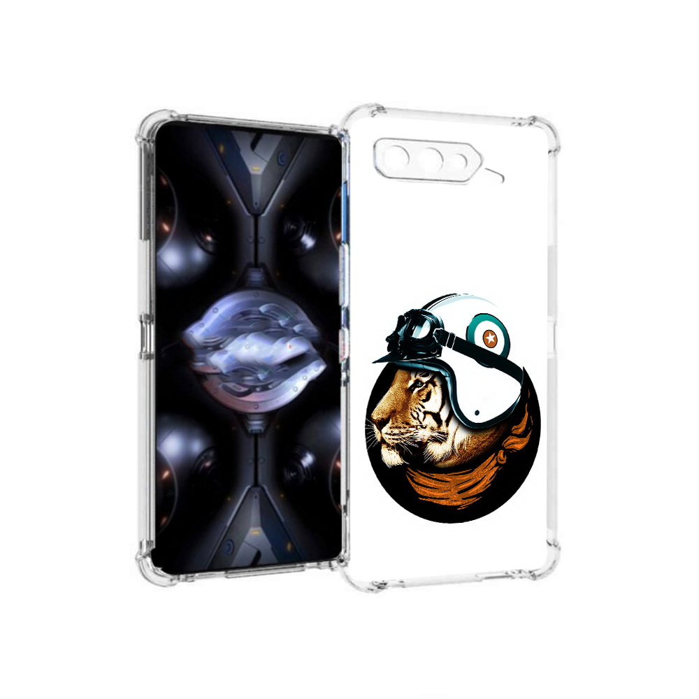 

Чехол MyPads Tocco для Asus ROG Phone 5 Pro Тигр в шлеме, Прозрачный, Tocco