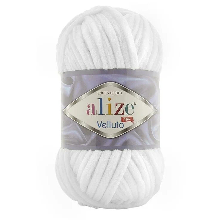 

ALIZE Пряжа "Velluto" 100% микрополиэстер 68м/100гр (55 белый)