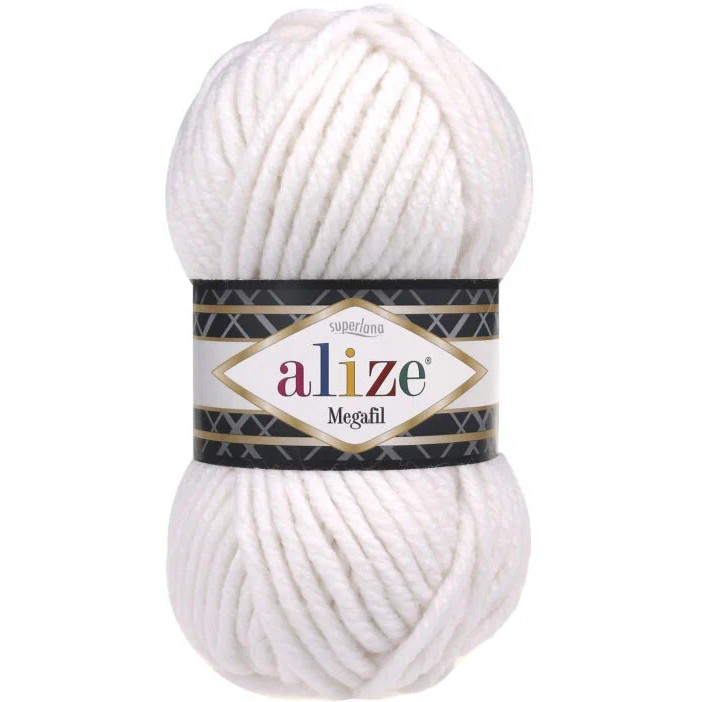 

ALIZE Пряжа "Superlana megafil" 25% шерсть, 75% акрил 55м/100 гр (55), Белый