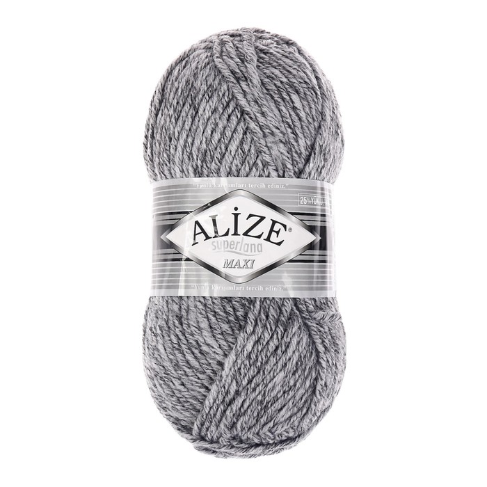 

ALIZE Пряжа "Superlana Maxi" 75% акрил, 25% шерсть 100м/100гр (801 серый меланж)